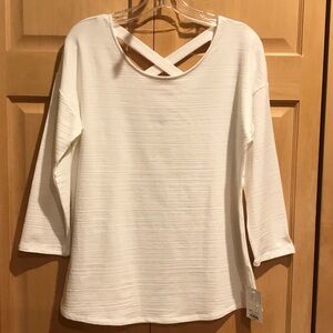 New Croft & Barrow White Crisscross Back Blouse